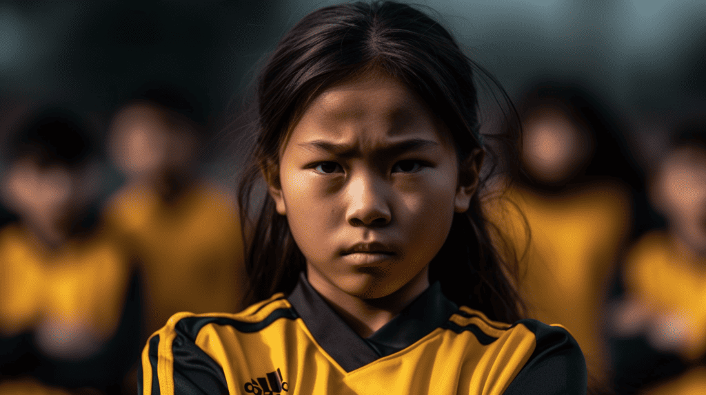 Young girl showing mental toughness