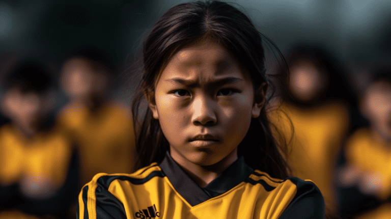 Young girl showing mental toughness