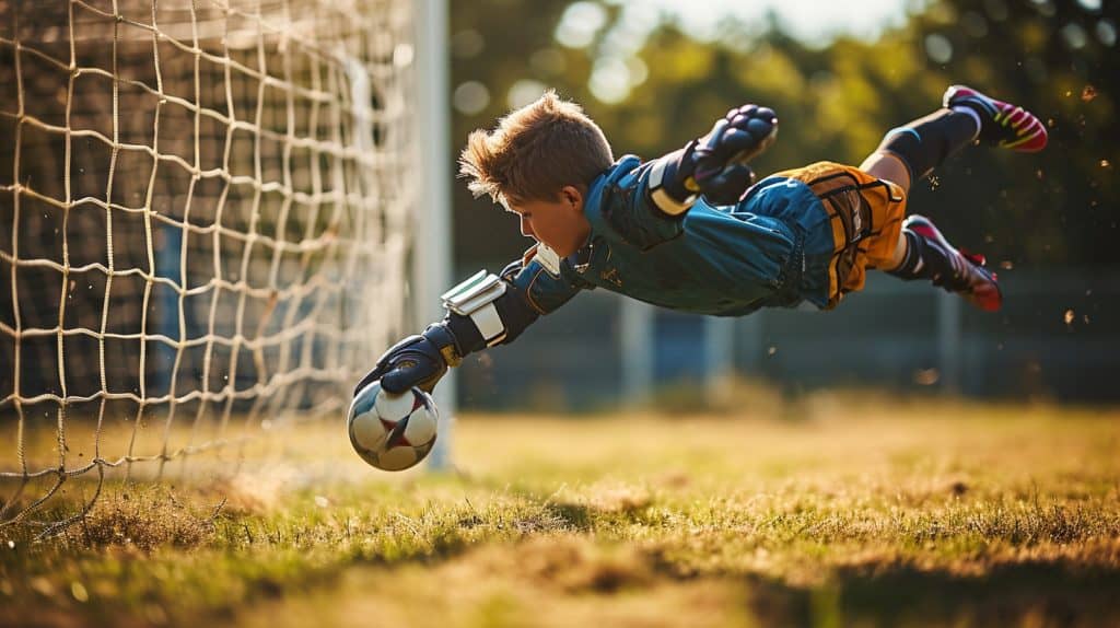 Youth practicing goalkeeper training to help them be the best soccer goalkeeper.