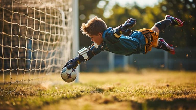 Youth practicing goalkeeper training to help them be the best soccer goalkeeper.