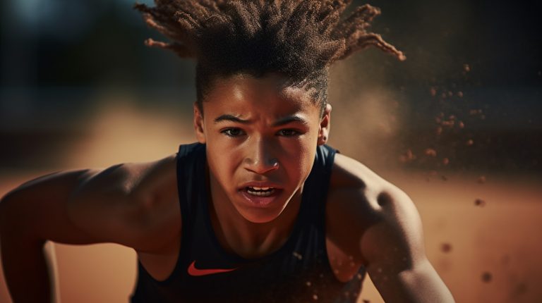 Teen sprinting as part of soccer speed training.