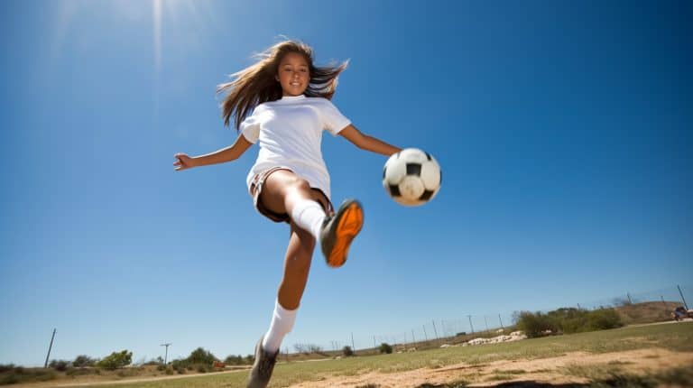 Youth soccer player practicing offensive soccer drills.