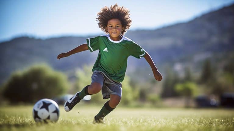 Youth soccer player doing soccer passing drills