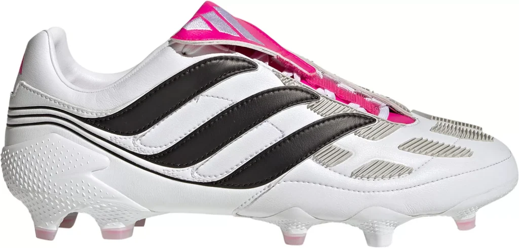 Adidas Predator Precision.1 FG soccer cleats wrapped in black, pink, and white.